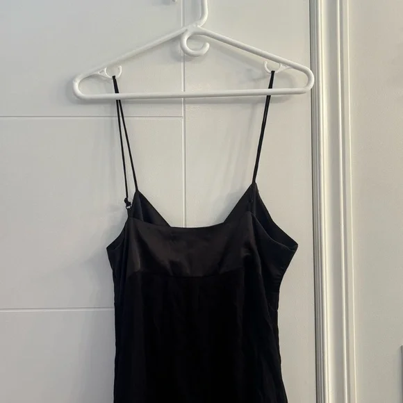 NWT Black Asymmetrical Ruffle Slip Mini Dress Size L Y2K Date Night Glam - Picture 8 of 10